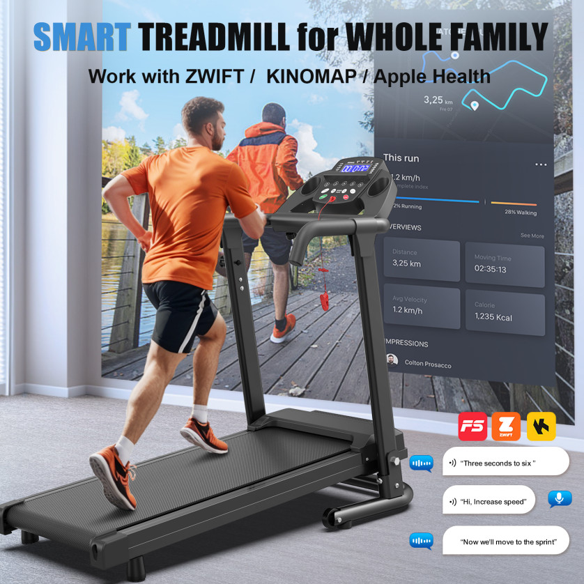 Foldable Treadmill with LED Display & Cup Holder, 0.5-7.5MPH Speed Range