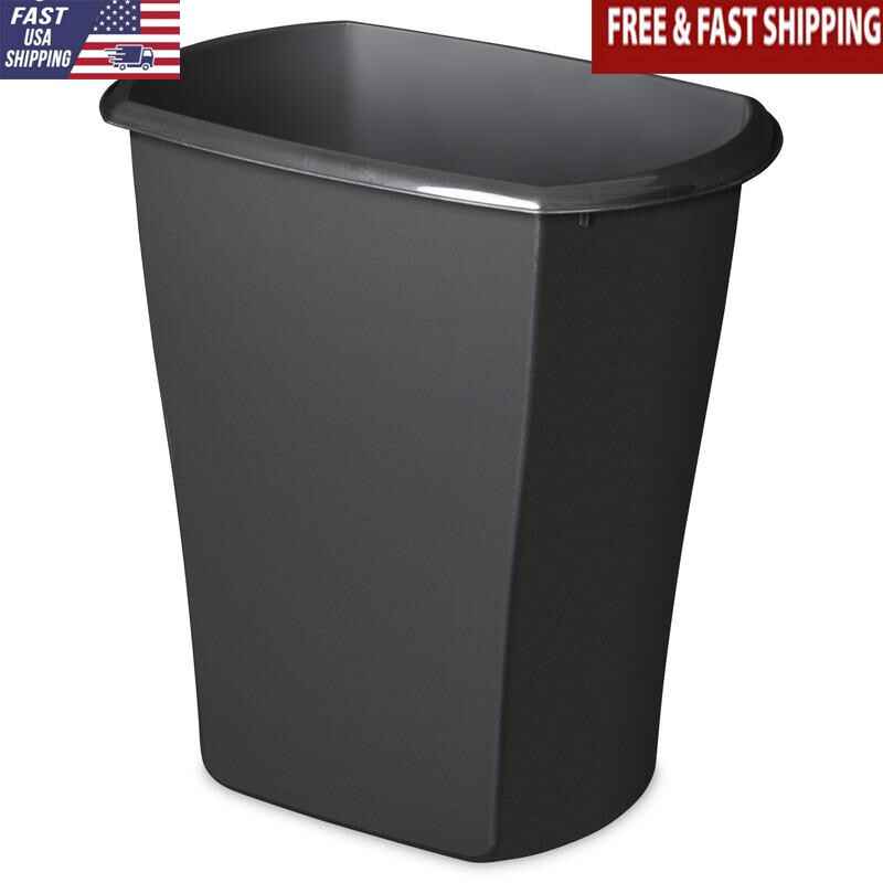 10 Gallon Rectangular Trash Can Easy Clean Slim Profile Kitchen Wastebasket New