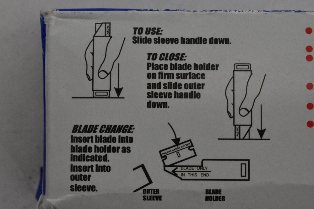 Pacific Handy Cutter HC100 Box Cutter Fixed Blade Duty Cutting Replaceable Blade