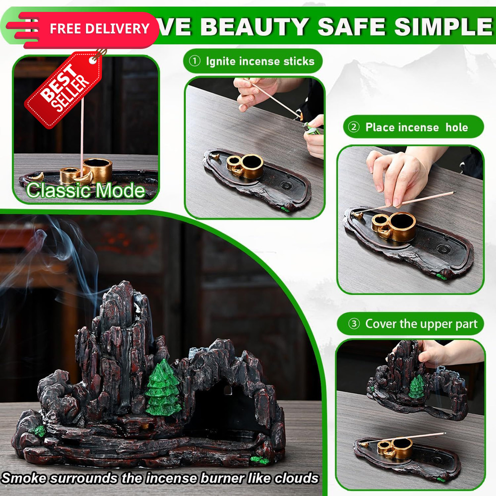 Zvaiuk Mountain Waterfall Incense Burner，Backfall Burner