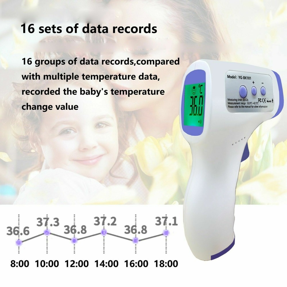Digital LCD Infrared Thermometer Non-contact Forehead Temperature, 80-pack