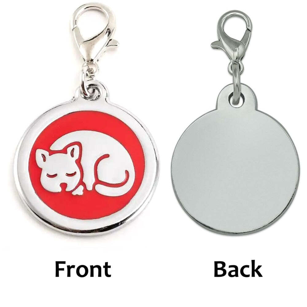 Personalized Sleeping Pet ID Tags with Trigger Snap Hook for Kittens and Cats