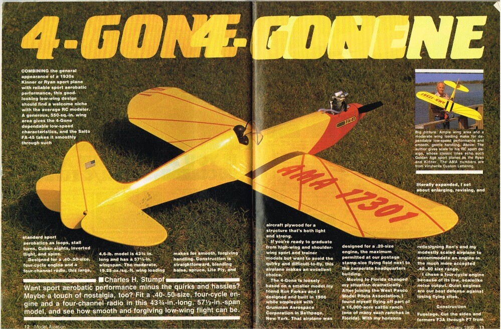 MODEL AVIATION Magazine January 1992 S2F Tracker CL Scale