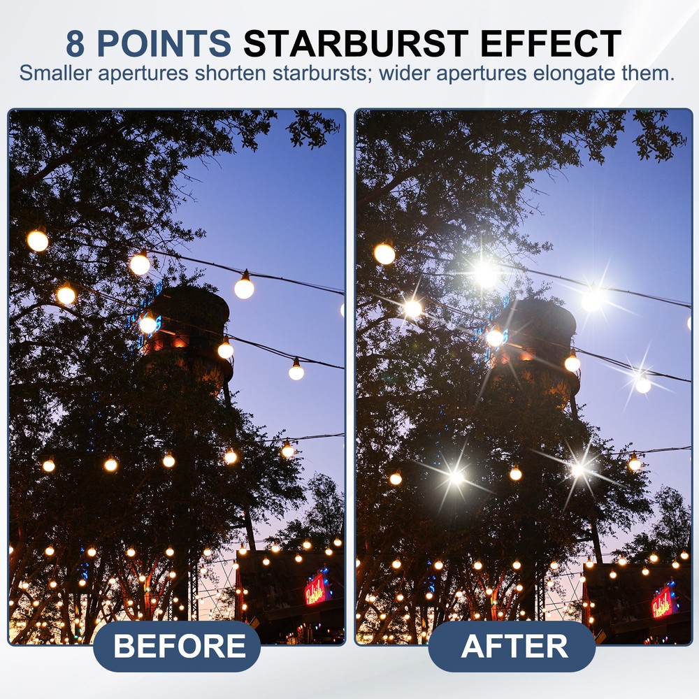 43mm Star Filter 8 Points Starburst Len Filter Variable Twinkle Effect Black