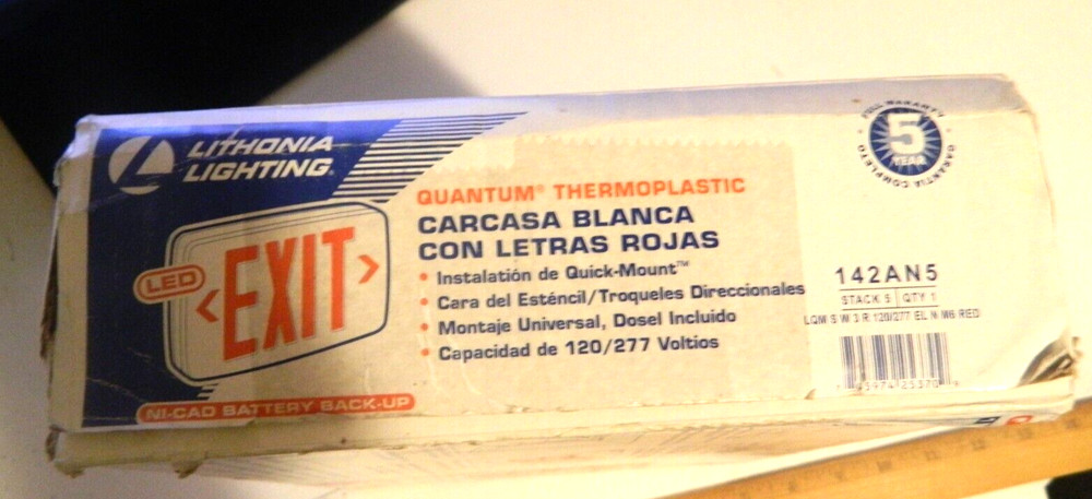 Lithonia Lighting Quantum Thermoplastic White LED Emergency Exit Sign FAST SHIP