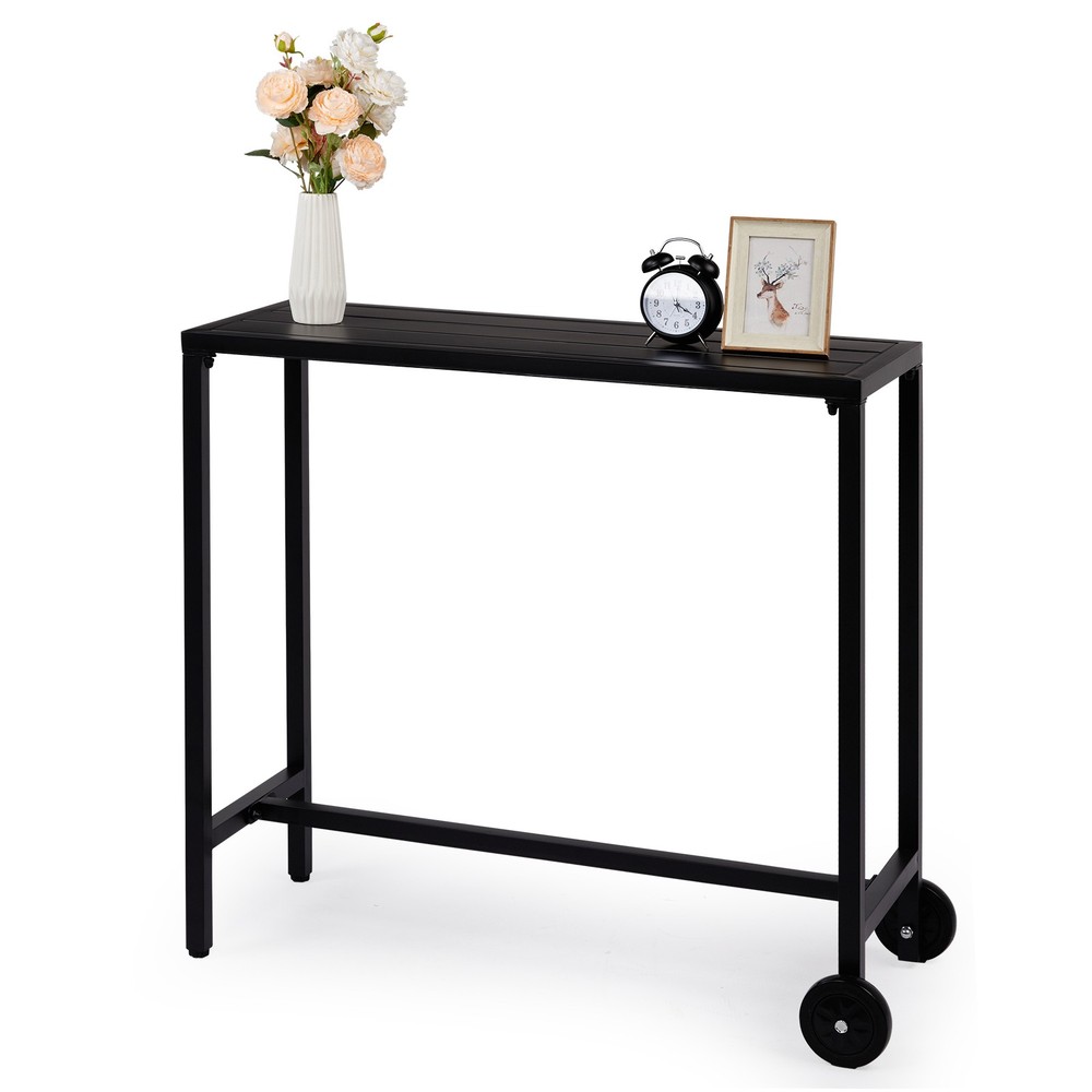 【Replace 92798956】40" Outdoor Bar Table with Wheels, Rectangle Narrow