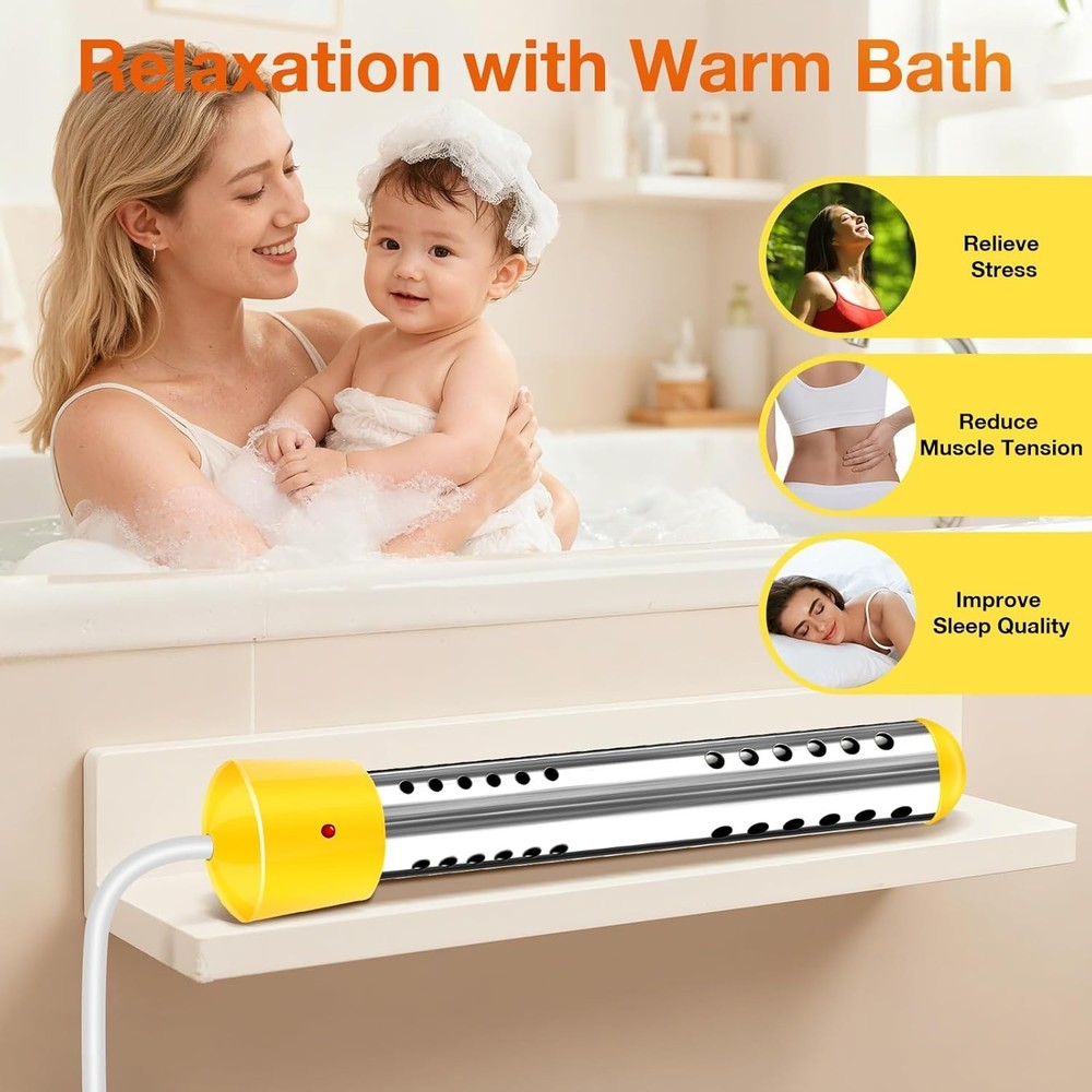 Immersion Water Heater W/ Insulated Gloves 2000W Portable Water Heater W/ 304 SS