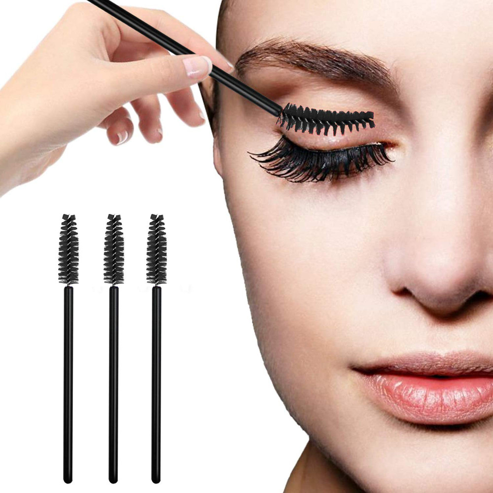 100Pc Disposable Eyelash Mascara Brushes Spoolies for Lash Extensions Black