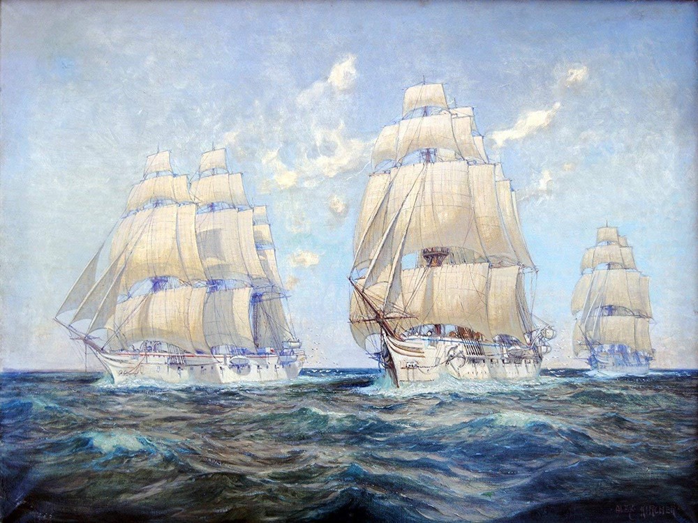 Seascape ship wave by A. Kircher Tile Mural Kitchen Wall Backsplash Ceramic 10x8