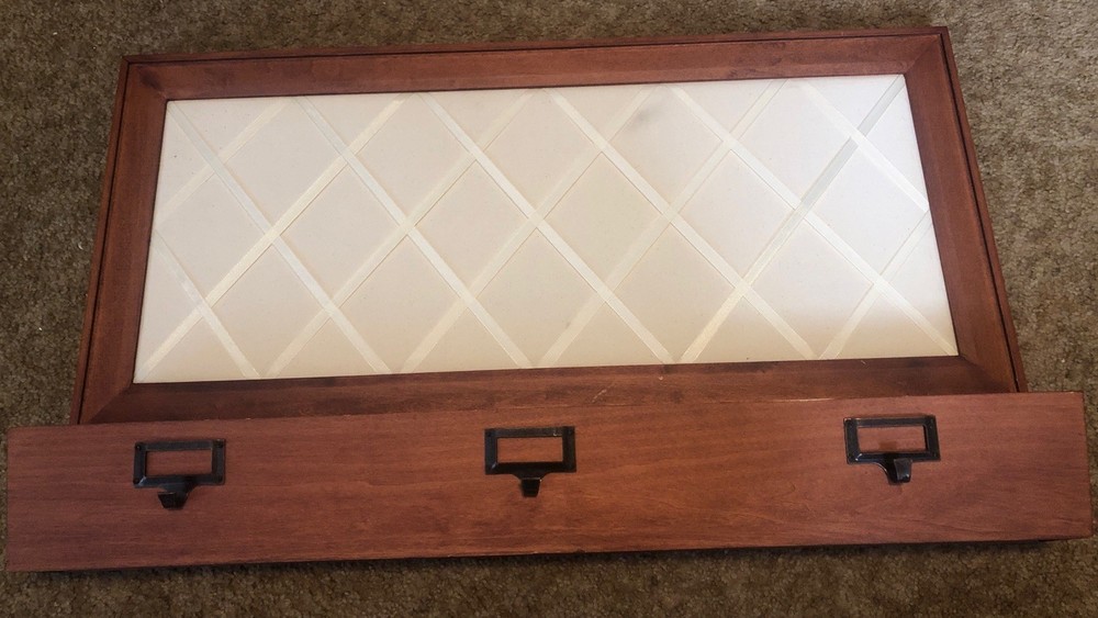 POTTERY BARN SOLID WOOD FRAMED WALL Hang MESSAGE BOARD w/STORAGE Organization
