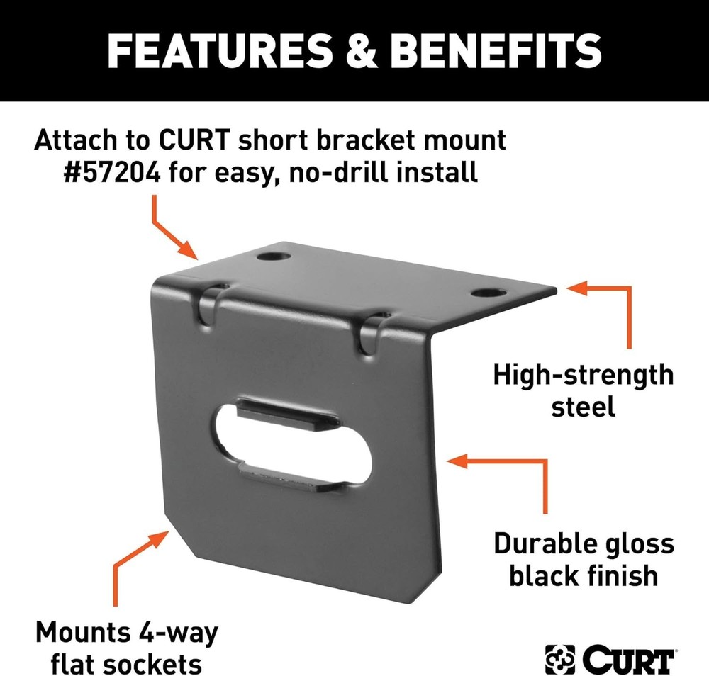 Secure 4-Way Flat Connector Mounting Bracket - Easy Install, Gloss Black Finish