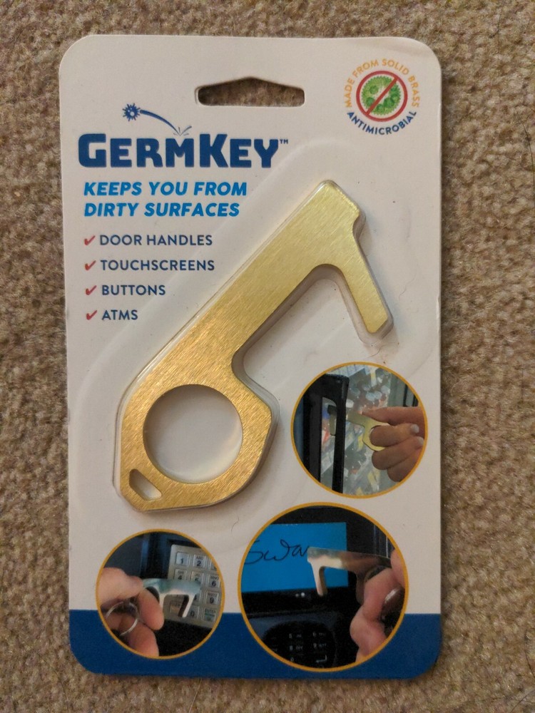 Germ Key - Solid Brass Antimicrobial GermKey - Touch Tool - New