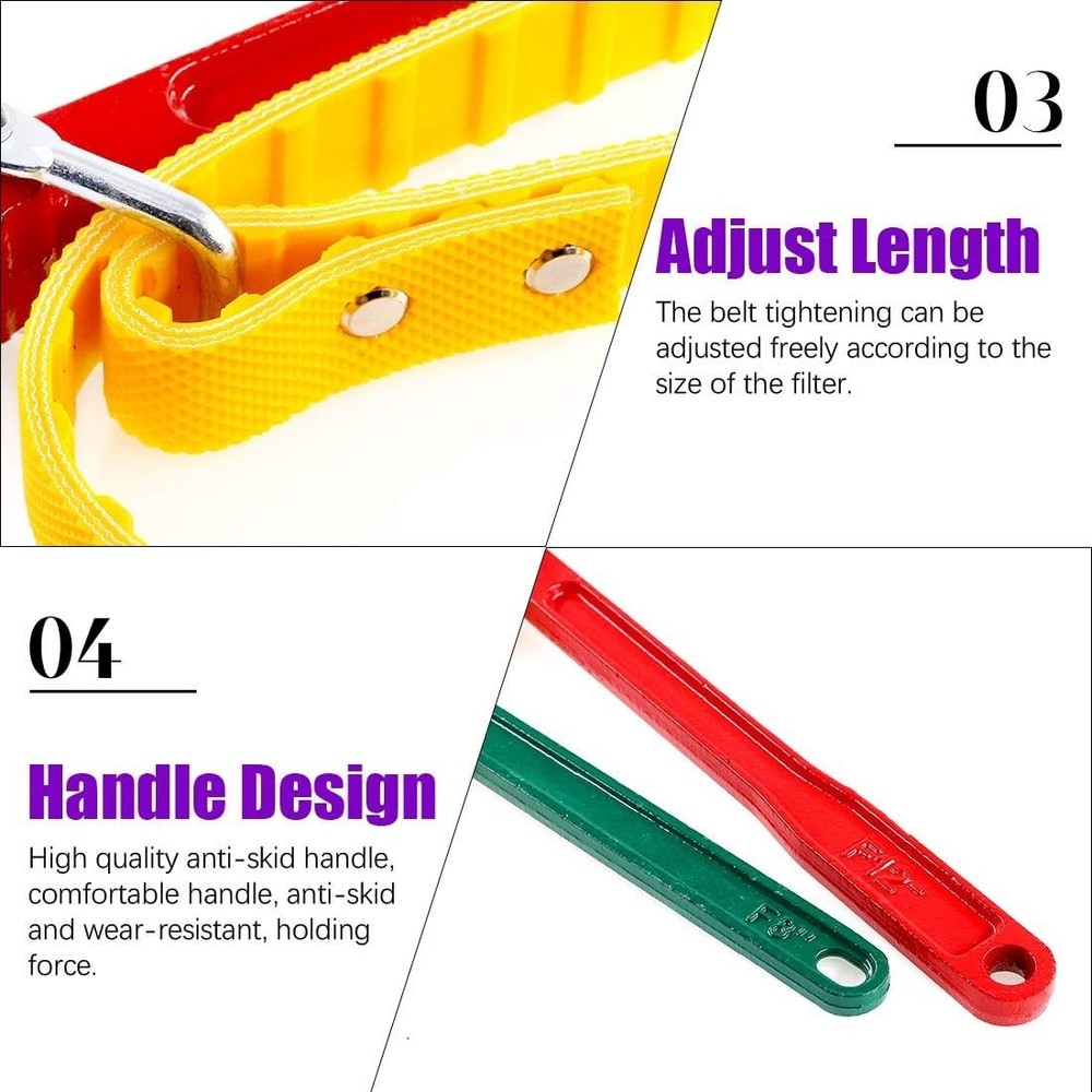 Bright Color 2-Pack Adjustable Strap Wrenches: 12" & 7.8" for Home Projects