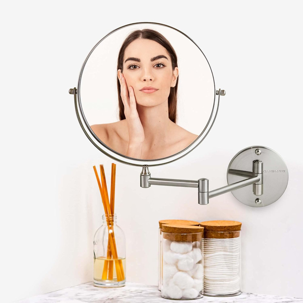 9" Wall Mounted Makeup Mirror with 1X/10X Magnification, Double Sided Magnifying