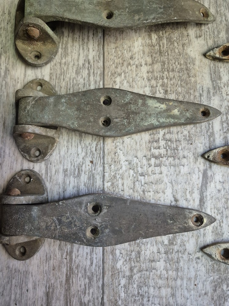 Antique Ice Box Brass Hinges Latches Pulls Hardware 14 PC Lot READ DESCRIPTION
