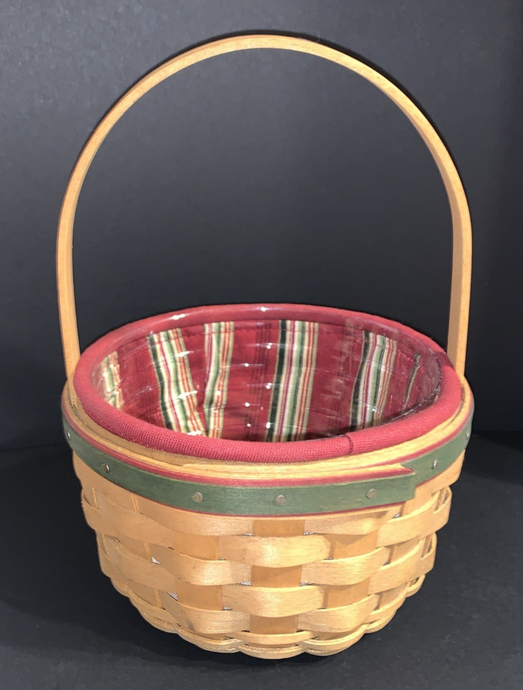 Longaberger 2005 Holiday Helper Round Basket Liner & Plastic Protector