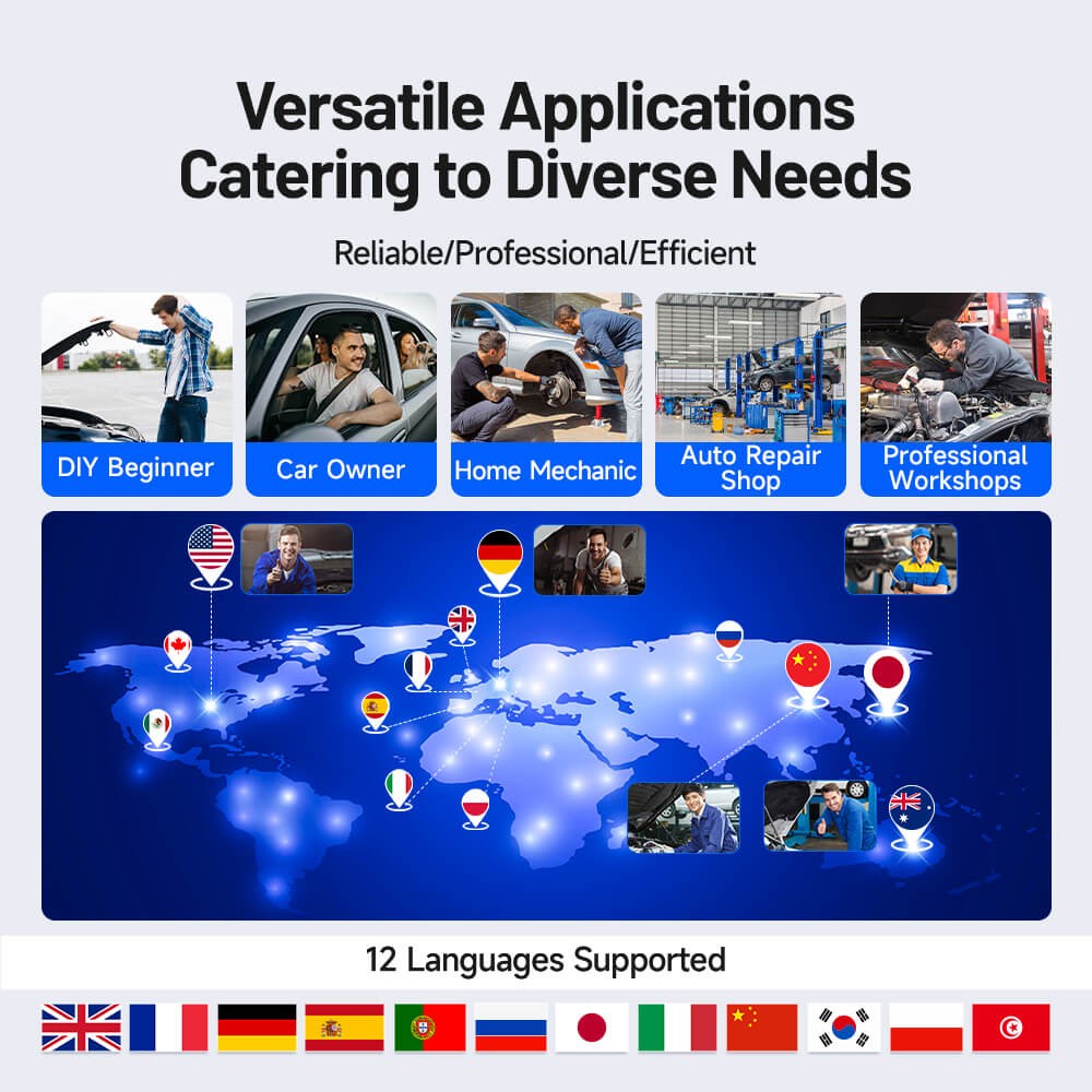 Check Engine OBD2 Scanner Transmission ABS SRS Code Reader Diagnostic Scan Tool