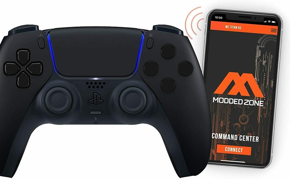 ModdedZone BLACK/BLACK Smart Rapid Fire Custom Modded Controller for PS5 FPS