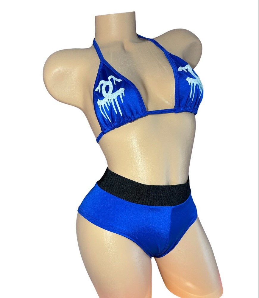Exotic Dancer Wear 2 Pieces Blue