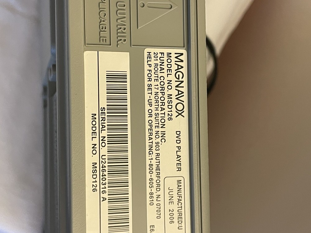 Magnavox DVD Player MSD126 No Remote Control