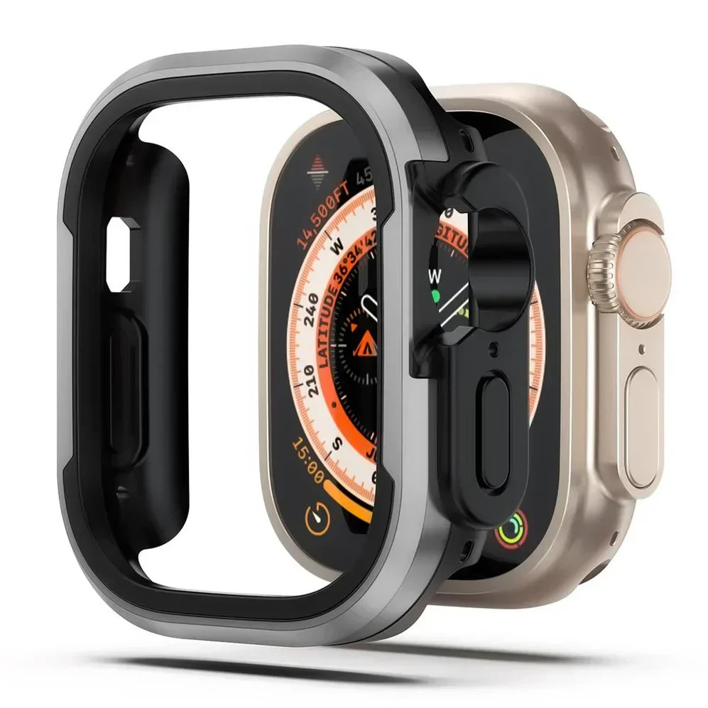 Silver Protective Case & 2 screen protector for Apple Watch 49mm Ultra 3/2/1