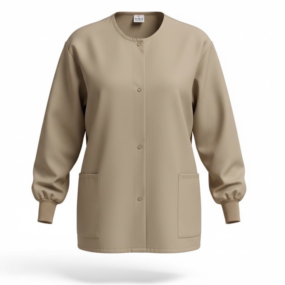 Lab Coat Jacket Beige Snap Front Pockets Long Sleeve Size 3XL