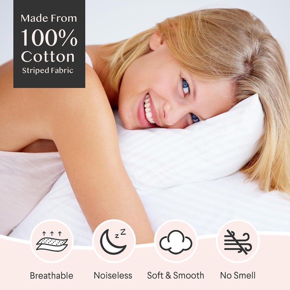 Breathable 600 Thread Count Cotton Pillow Protector Set - Standard Size, 4 Pack
