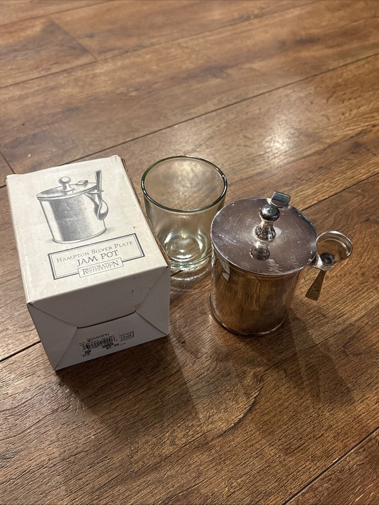 Restoration Hardware Hampton Silver Plate Lidded Jam Pot Complete