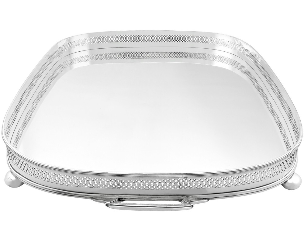 Antique Sterling Silver Gallery Tea Tray