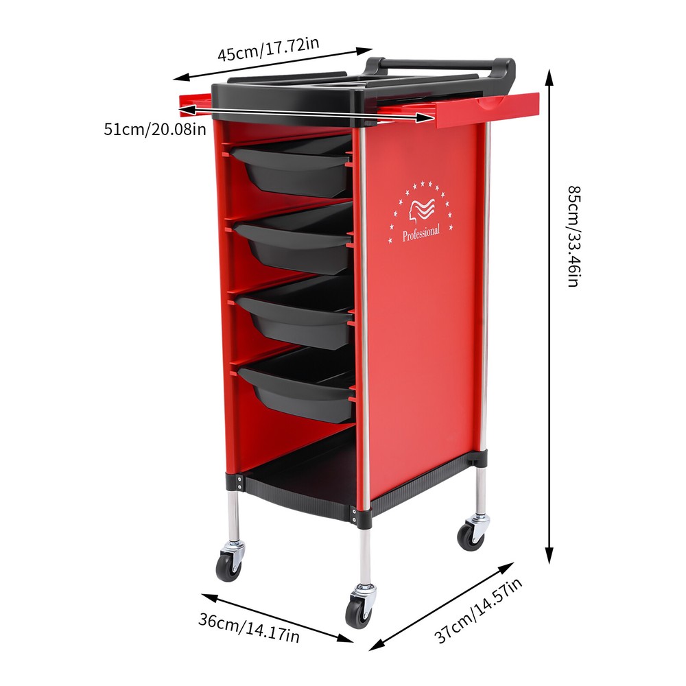 Salon Trolley, with Handle and Lockable Rolling Wheels, Green 6-Tier Drawer-Type