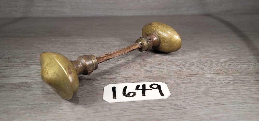 Antique Oval Passage Set Door Knob Heavy Solid Cast Bronze 3" Oval