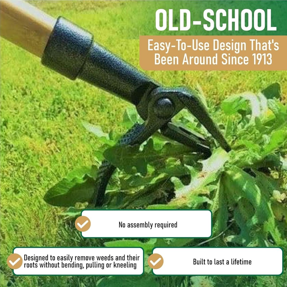 Comfortable Long Handle Weed Puller - Natural Bamboo & Steel for Easy Gardening