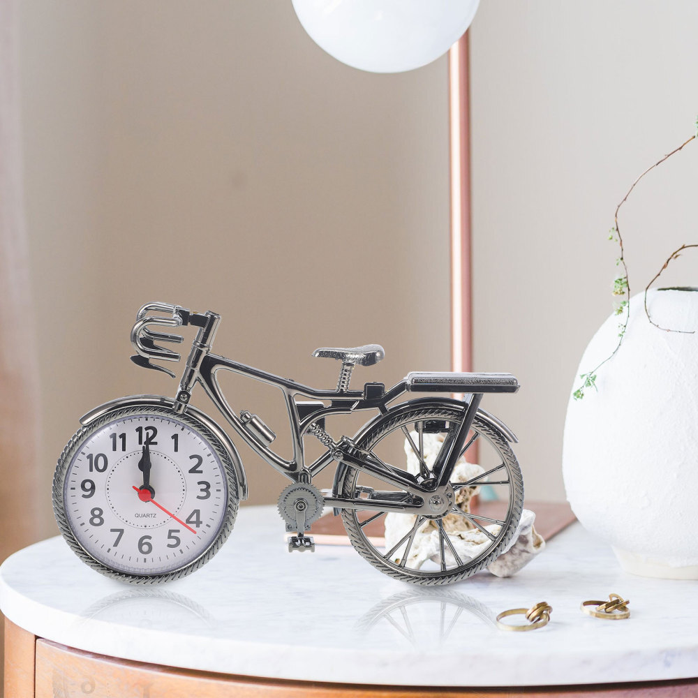 1PC Bicycle Alarm Clock Retro Creative Clock Desktop Vintage Clock Desktop Decor