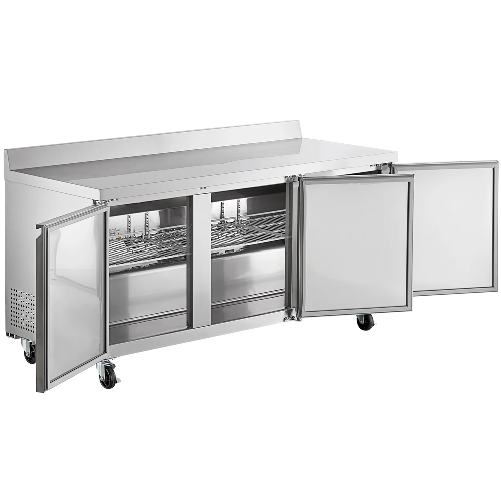 72" Three Door Worktop Refrigerator with 3 1/2" Backsplash