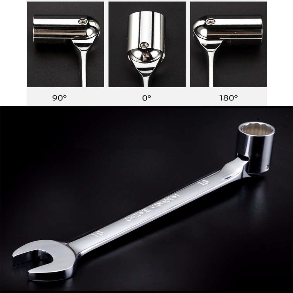 12-Point Flex Head Socket Wrench Metric Open End Spanner Hand Repair Tool