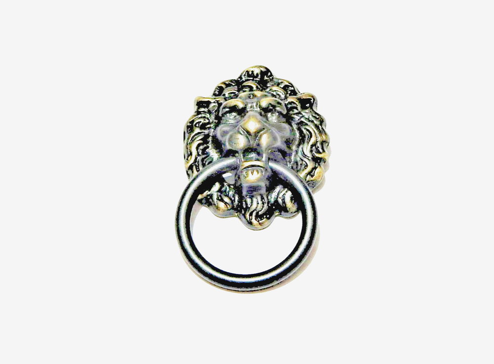 Lions Head Ring Pull For Doors Vanities Chest Antique Brass