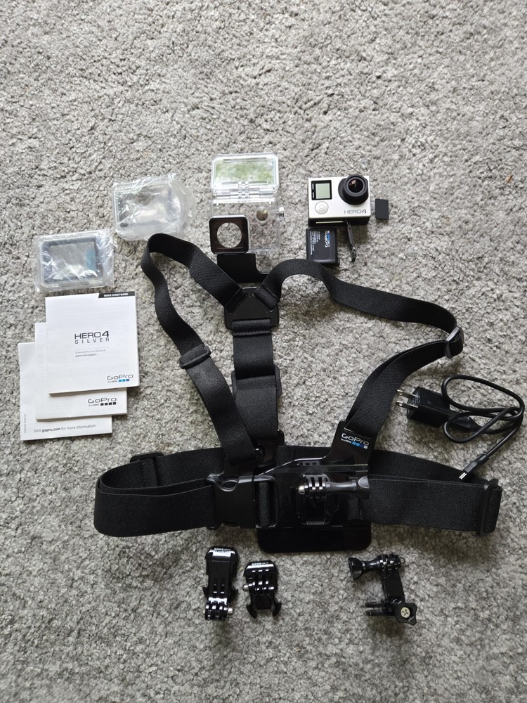 Gopro Hero 4 With Case Different Backs. Wearable Mount W/ Different Attachments