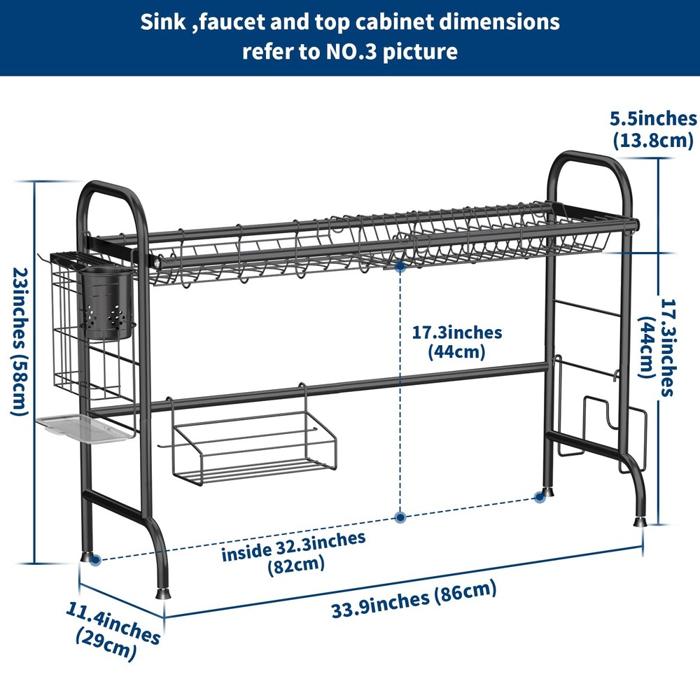 New MOUKABAL Dish Drying Rack - Stainless Steel Over The Sink Expandable Length