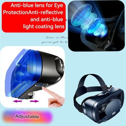 3D VR Headset Virtual Reality Glasses Headset with Controller with iPhone black