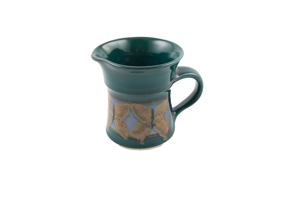 Studio Art Pottery Teal Green Creamer With Butterfly Pattern Signed CG