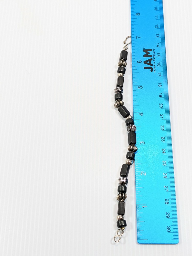 Artisan Black Matte Rectangle Bead Toggle Bracelet