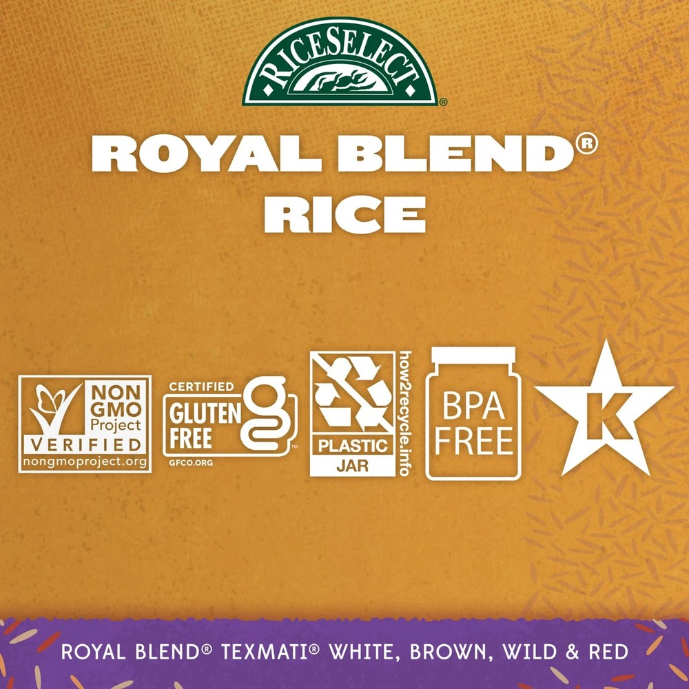 RiceSelect Royal Blend Rice, Texmati Rice Blend, 21 oz Jar