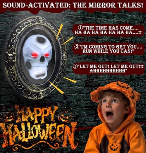 [ Motion Activated & Light Sensor Design ] Halloween Animatronic Talking Mirror