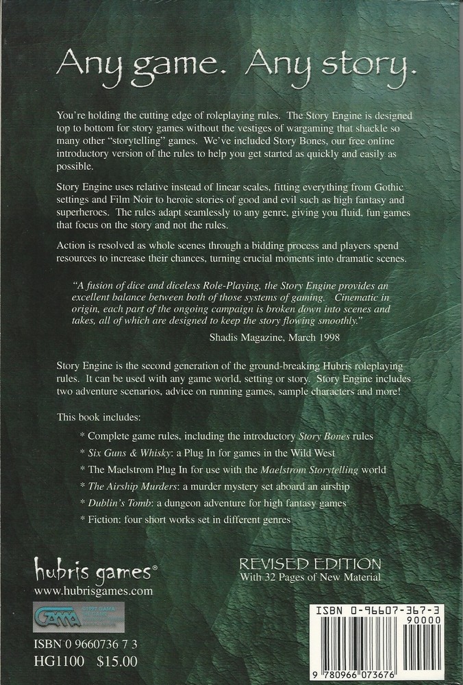 Story Engine - Universal Rules - Revised Edition Hubris Games *FS
