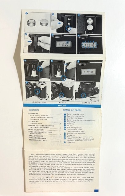 Minolta Quartz Data Back 1/D/G Instruction Manual Original (multi-language)