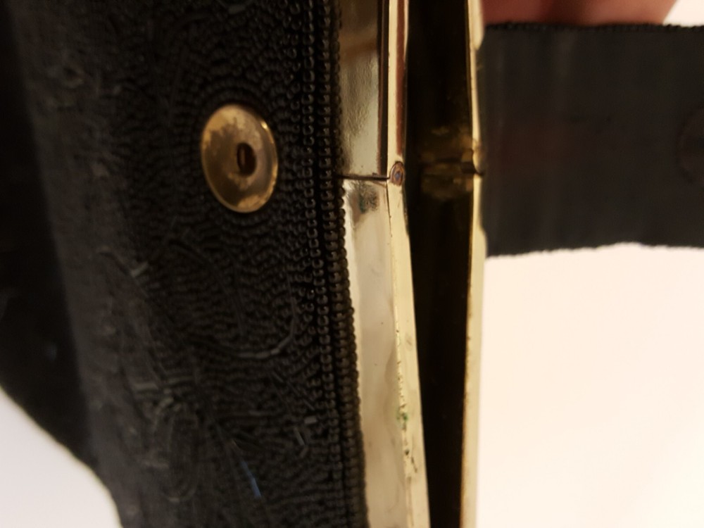 Vintage black glass beaded purse very nice