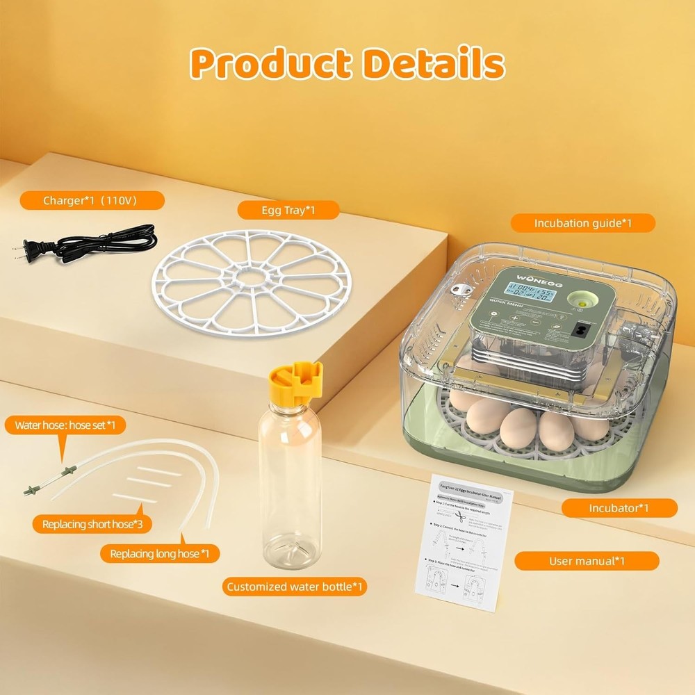 Fully Automatic Egg Incubator for Hatching Eggs, Auto Water Refill & Turner, ...