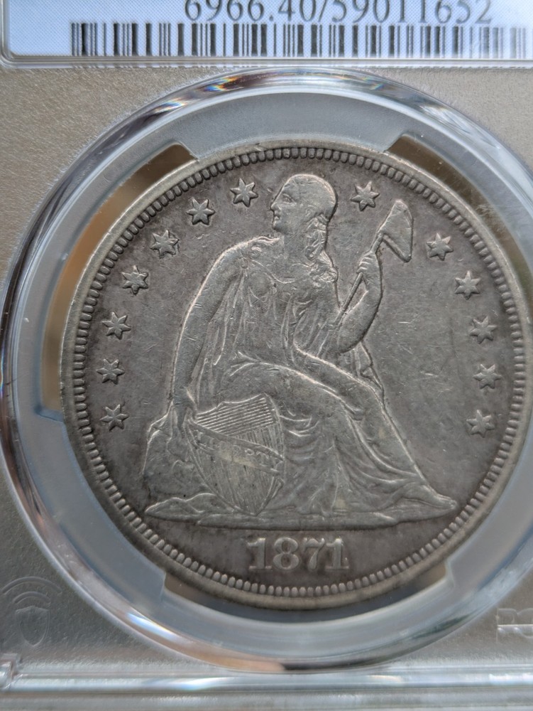 1871 Seated Liberty Dollar $1 PCGS XF40 (Code 666)