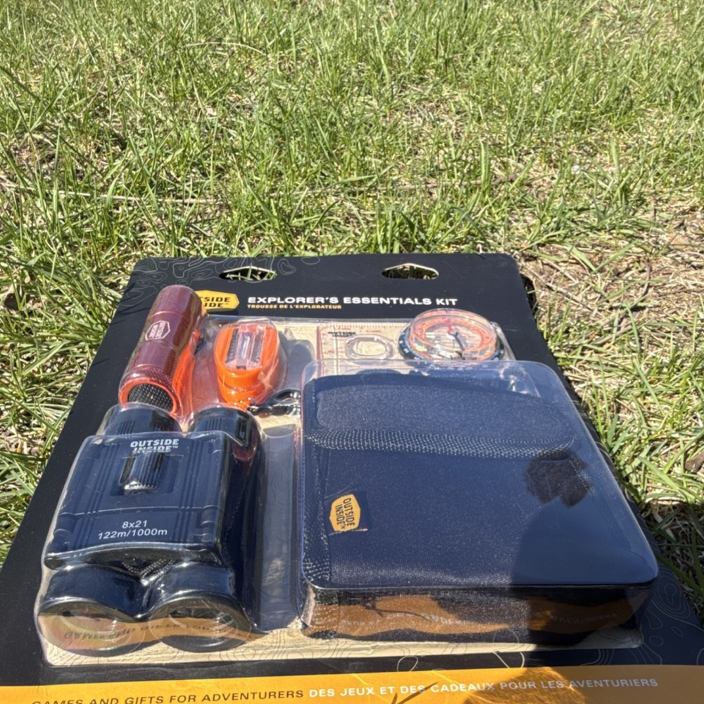 Outside Inside Survival Kit Compass Flashlight Binoculars Thermometer Case