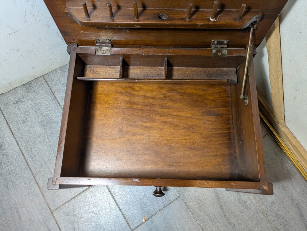 Vintage Rustic Colonial Sewing Spool Cabinet Table Thread Holder Box (no legs)